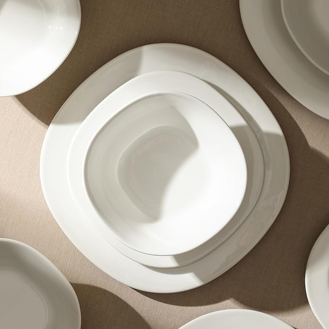 Stone Lain Quadro 12-Piece Dinnerware Set Porcelain, White