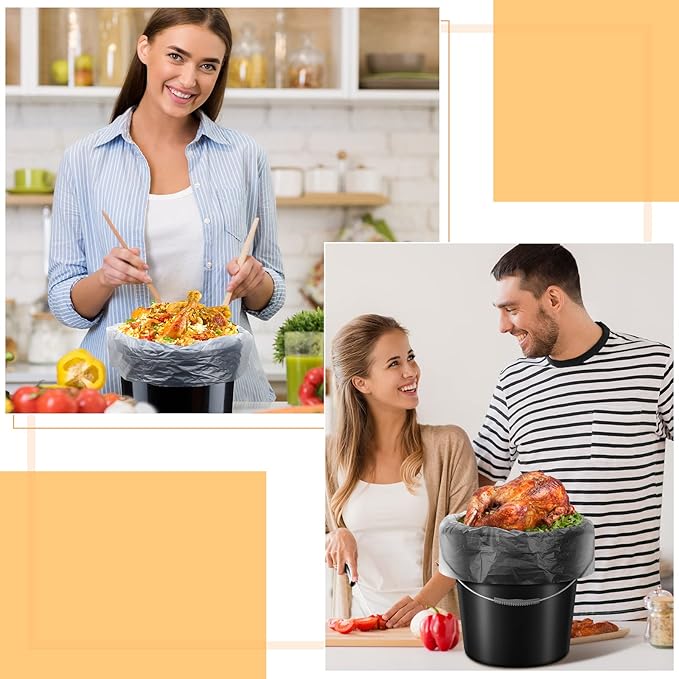 Teling 50 Pack 5 Gallon Bucket Liner Bags Clear Ice Bucket Liners Turkey Brine Disposable Marinating Container Bag for Storage Food, Leak Proof竊?0 x 28 Inches(3 Mil)