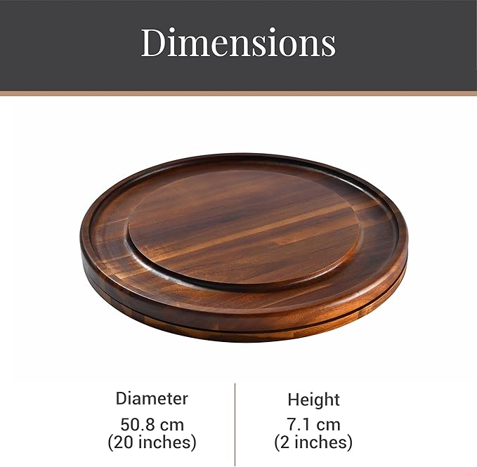 Shanik Acacia Wood Rotating Cheese Board ??Round Lazy Susan Charcuterie Platter for Appetizers, Crackers, Meat, and Cheese Serving Tray