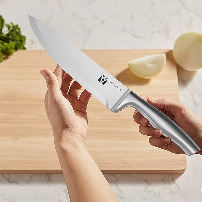 Knife Set, Knife Block Set Stainless Steel, Premium Knives Set For Kitchen, 14 Pieces Knife Set with Block, Dishwasher Safe, Ergonomic Handle, Natural Wooden Block, Gifts For Women