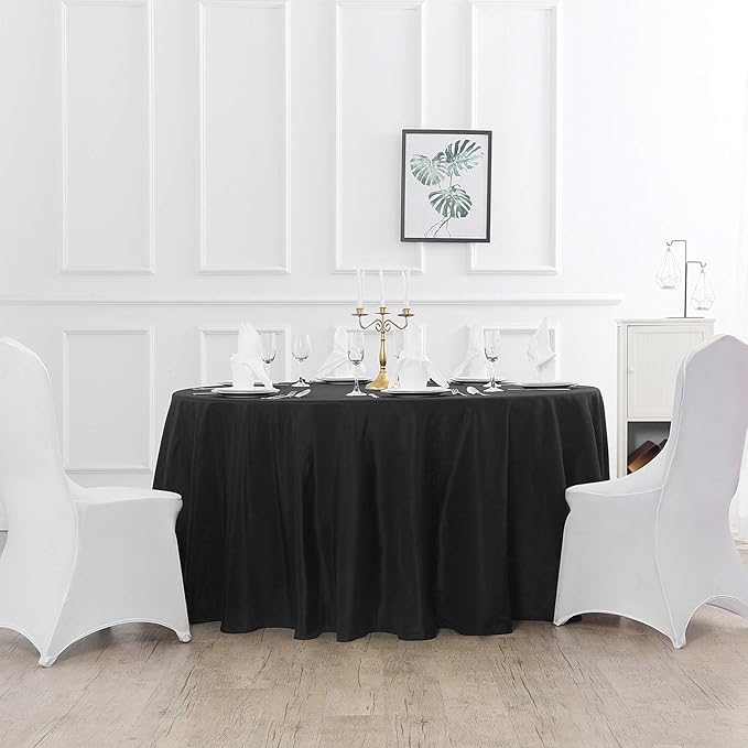 Cupuamon 108 inch Round Tablecloth Washable Polyester Table Cloth Decorative Table Cover for Wedding Party Dining Banquet（108 inch,Black）