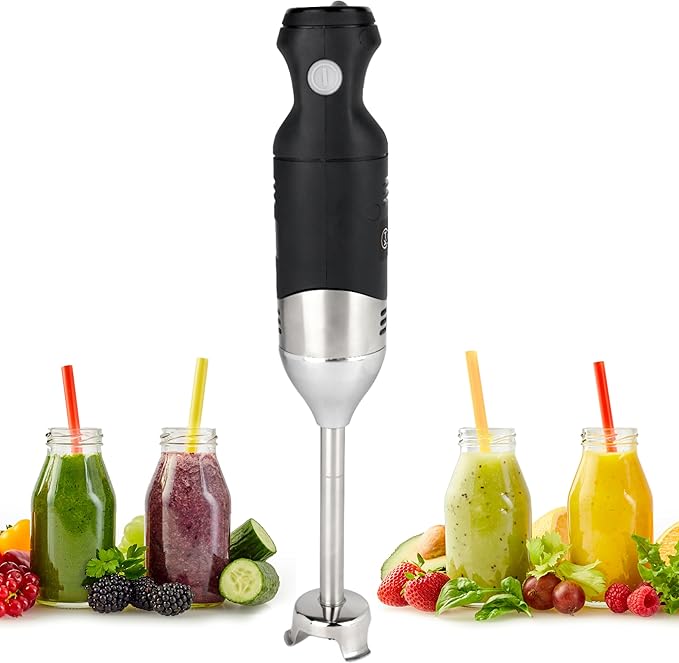 Handheld Immersion Blender 220W - 7??Stainless Steel with 8 Speeds - 110V + 1-Yr Coverage and 24/7 Pro Chef Support