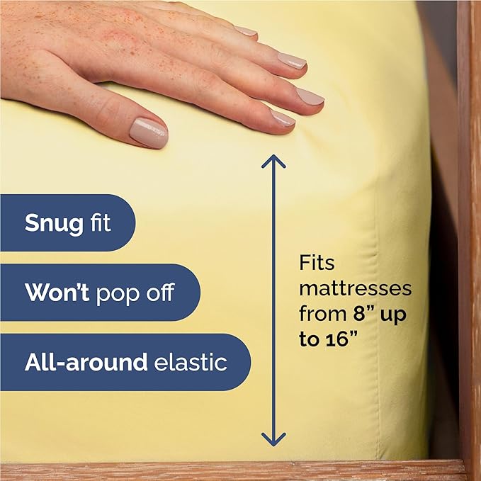 Twin XL 4 Piece Sheet Set - Cooling & Breathable Bed Sheets - Hotel Luxury Bed Sheets for Women, Men, Kids & Teens - Bedding w/Deep Pockets & Easy Fit - Soft & Wrinkle Free - Twin XL Yellow Sheets