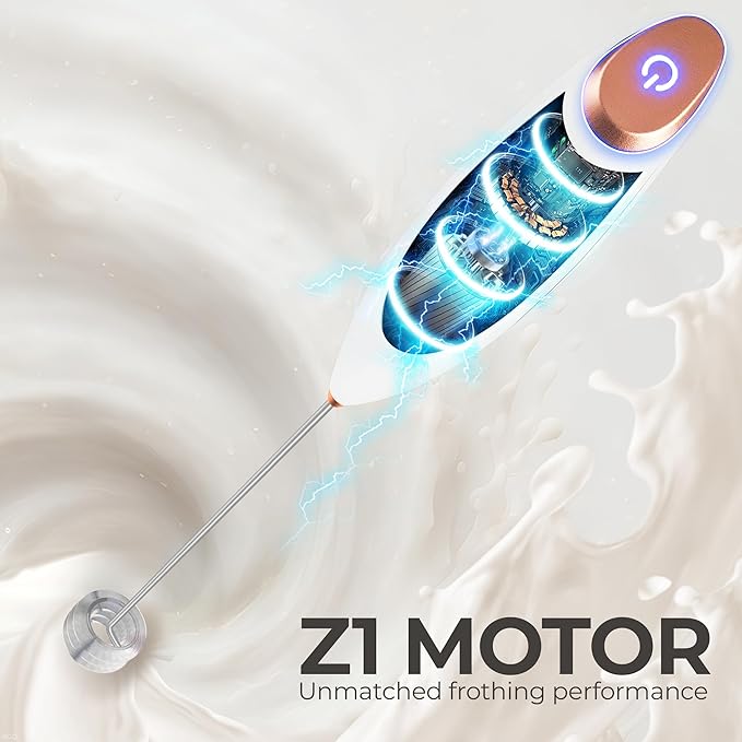 Zulay Kitchen Patented Tornado Triple Whisk Milk Frother with 4 Duracell Batteries ??Handheld Foam Maker for Coffee, Lattes, Matcha & Hot Chocolate ??Rich, Creamy Froth in Seconds