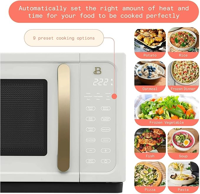 Beautiful 1.1 Cu Ft 1000W Sensor Microwave Oven ??Compact Countertop with Smart Sensor Cooking, 10 Power Levels & Easy Clean Interior ??Perfect for Quick Meals, Office & Holiday Hosting