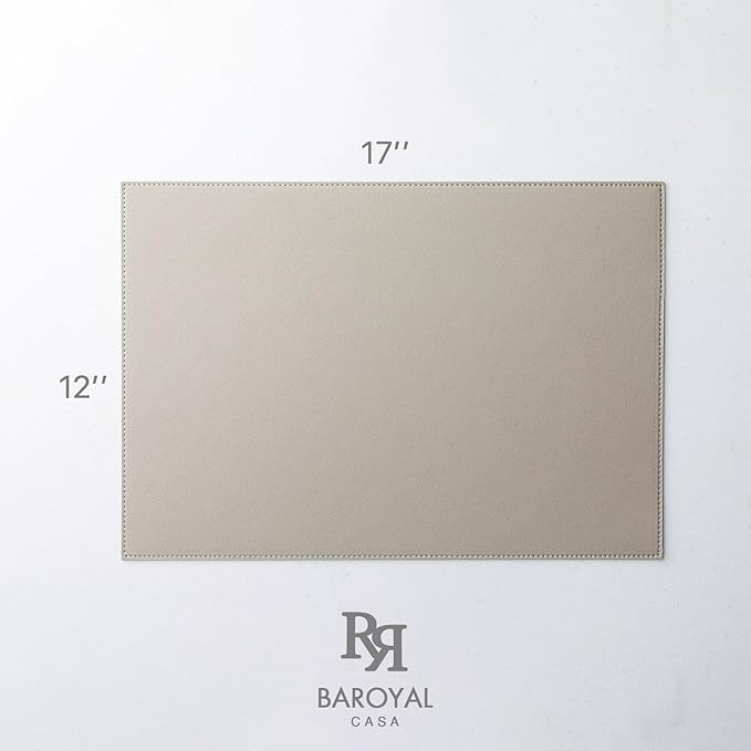 Baroyal Faux Leather Placemats Set of 12 Vinyl Washable Wipeable Table Mats for Kitchen Dining Table Heat Resistant Waterproof Indoor/Outdoor Placemats Non-Slip Easy Clean Place Mats-Almond Birch