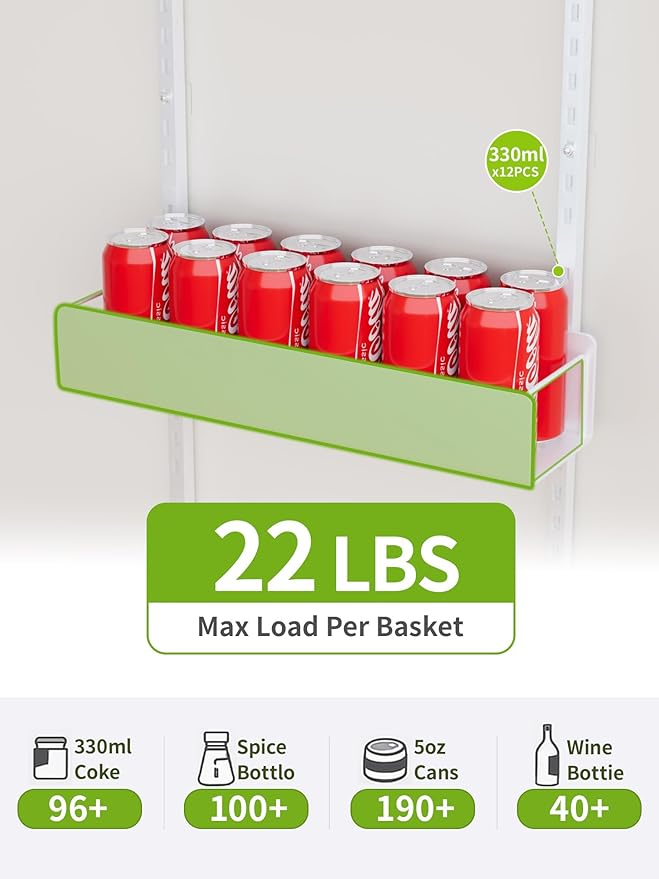 8-Tier Over the Door Pantry Organizer, Pantry Organization and Storage, Hanging Door Spice Rack Metal Shelving, Home & Kitchen Bedroom Bathroom, White