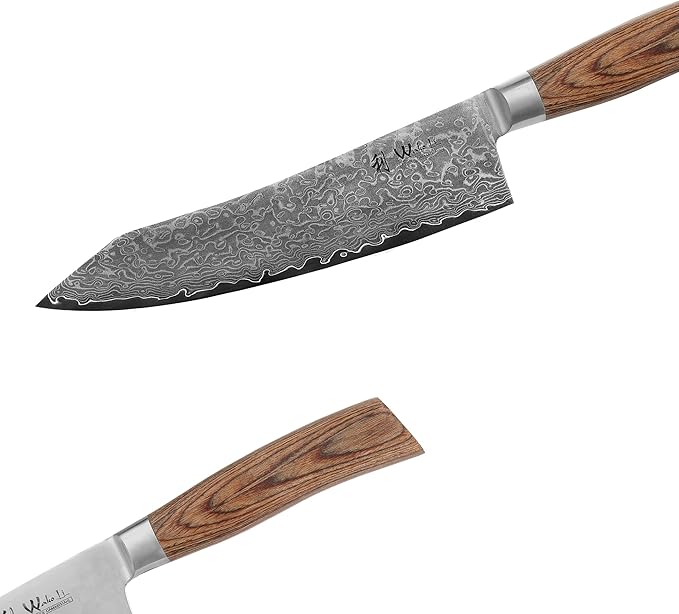 Wakoli EDIB Pro Premium Kiritsuke Chef's Knife ??Japanese-Style Kitchen Knife | 8-Inch Blade Made of 67-Layer Genuine Damascus Steel with Pakkawood Handle | Sharp, Durable, Professional Cooking Tool