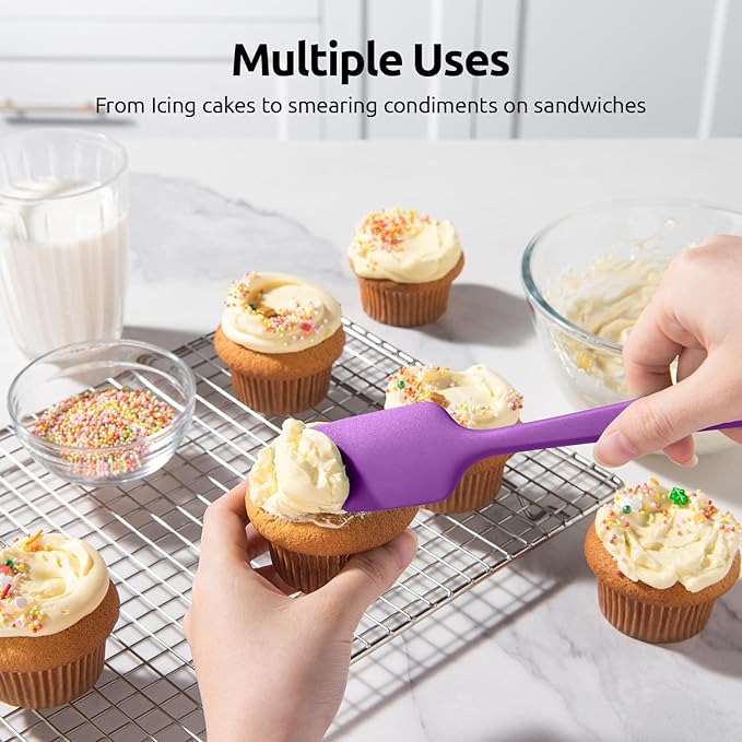 High Heat Resistant Silicone Spatula: U-Taste 600쨘F Hot-Proof Food Grade Rubber Kitchen Baking Scraper, Flexible and Sturdy Cooking Utensil for Mixing Scraping in NonStick Cookware (4PCS, Multicolors)