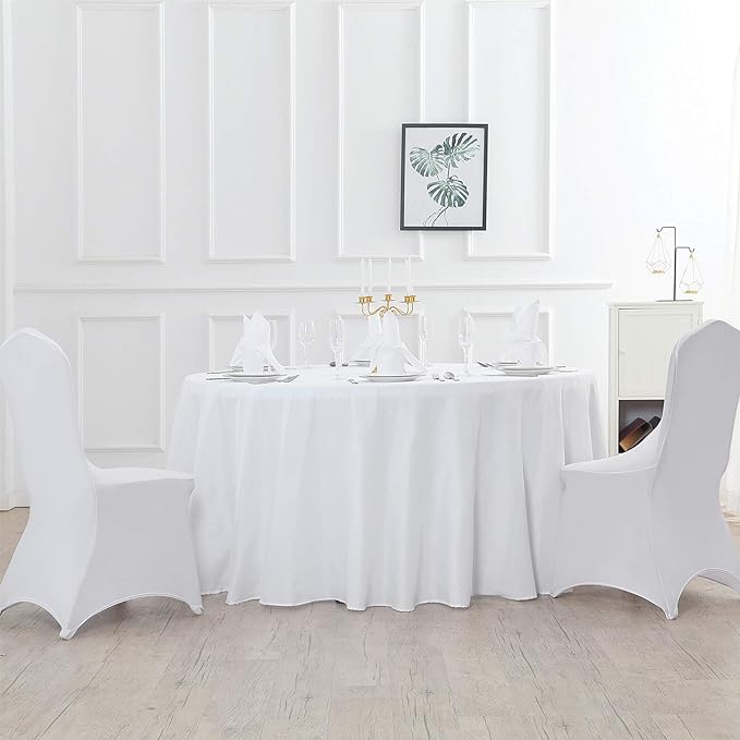Cupuamon 108 inch Round Tablecloth Washable Polyester Table Cloth Decorative Table Cover for Wedding Party Dining Banquet (108 inch,White)