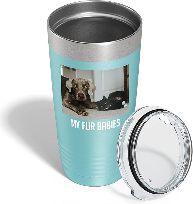 Personalized 20oz (17 Colors) Photo Picture Printed Insulated Stainless Steel Powder Coated Tumbler with Lid ??Customized Mom Mother's Day Gift Gift for Men, Custom Mum Women Dad Men (Teal)