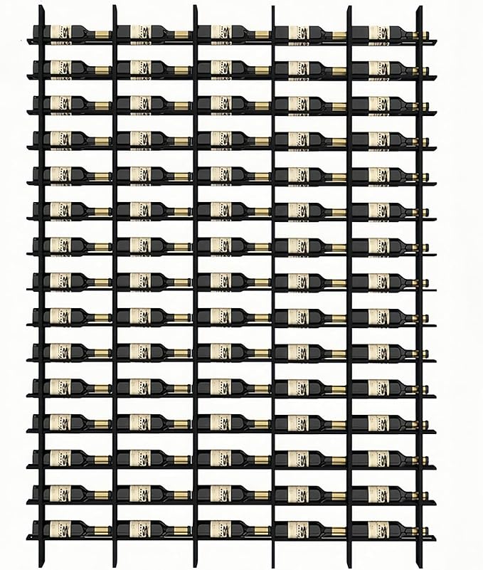 75-Bottle 5-Column Wall-Mounted Wine Rack, Black Metal Wine Bottle Holder with Vertica Design, Space-Saving Wine Storage Shelf for Home Bar, Kitchen, Restaurant & Cellar(75 Bottles, 74.02" W)