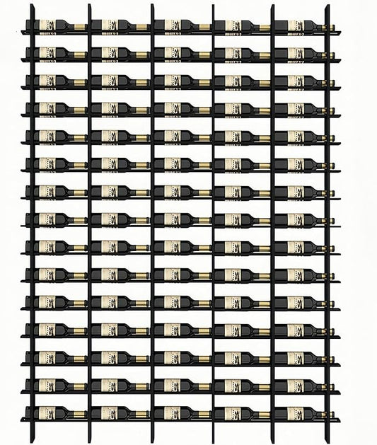 75-Bottle 5-Column Wall-Mounted Wine Rack, Black Metal Wine Bottle Holder with Vertica Design, Space-Saving Wine Storage Shelf for Home Bar, Kitchen, Restaurant & Cellar(75 Bottles, 74.02" W)