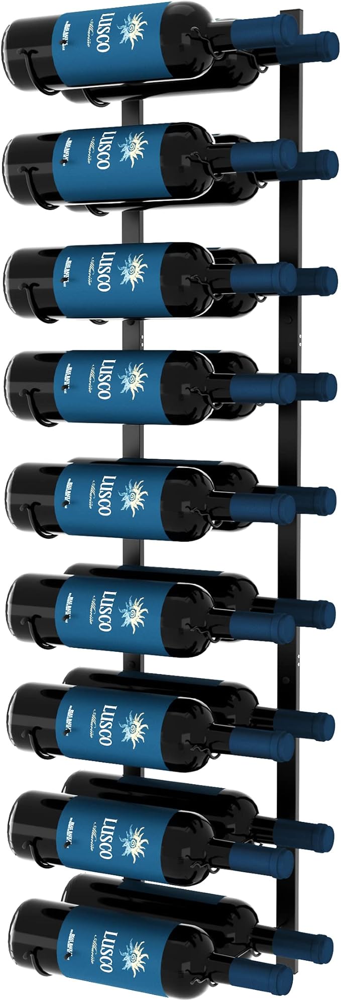 CharaVector Wall Mount Wine Rack (Holds 54 Bottles 3PCS), DIY 1/2 Wall Wine Rack for Wine Bottles, Liquor, Champagne, Black Metal Wine Bottle Holder for Home and Kitchen Decor