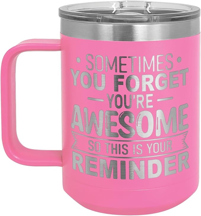 Spotted Dog Company Inspirational Travel Coffee Mug, Inspirational Gifts for Men Dad Father Wife Sister Women, Birthday For Him Her, You?셱e Awesome Tumbler, Teacher Coworker Gifts 15oz Pink