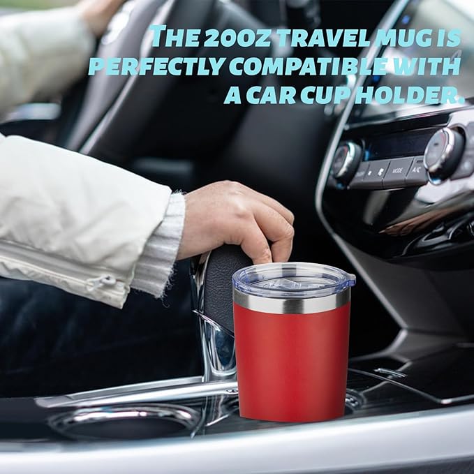 ATIKZHE 20oz Tumbler with Straw and Brush, Stainless Steel Vacuum Insulated tumbler, Double Wall Insulated Coffee Tumbler for Outdoor, Home, Travel,Office (Bright Red,4pcs)
