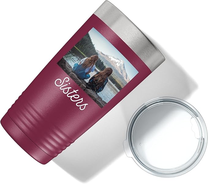 Personalized 20oz (17 Colors) Photo Picture Printed Insulated Stainless Steel Powder Coated Tumbler with Lid ??Customized Mother's Day Gift Gift for Him Men, Custom Coach Gifts Team Mom Dad (Maroon)