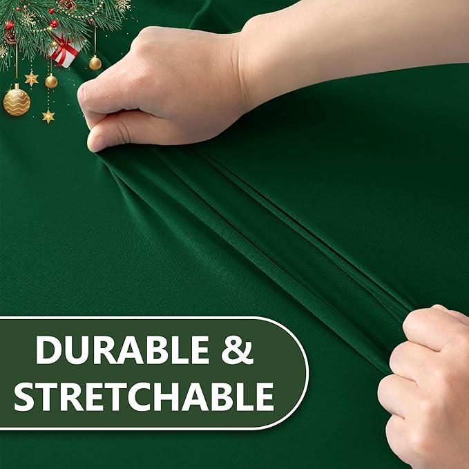 Enjoyidea Table Cover for 6 Foot Rectangle Tables-6 Pack Hunter Green Fitted Stretch Tablecloth-Spandex 6ft Christmas Tablecloth for Party, Vendor Booth Display, Banquet Buffet Event, Craft Trade Show