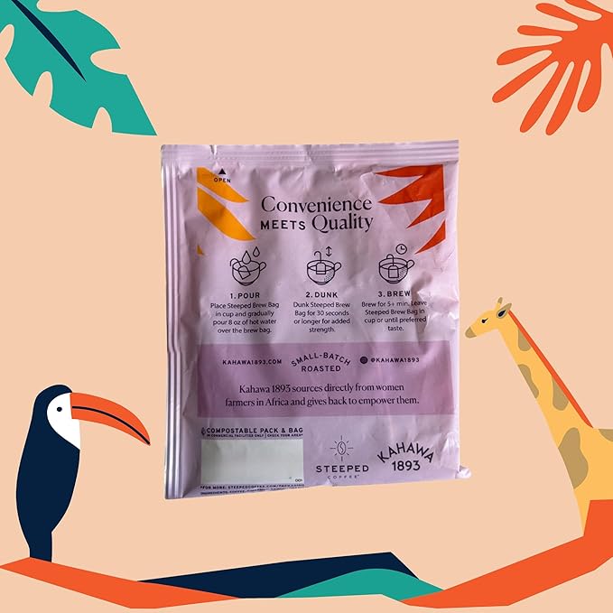 Kahawa 1893 Coffee Bags Medium Roast African Spice 12 Oz - With Cinnamon, Cardamom & Clove, As Seen on Shark Tank, High Antioxidants, Organically Grown, Ethically & Sustainably Sourced