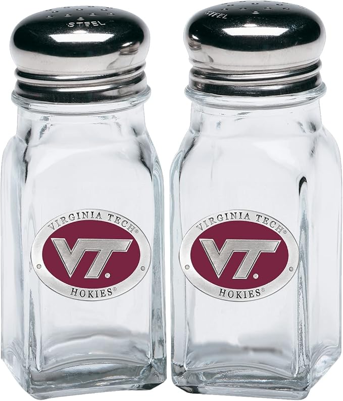 Heritage Pewter Virginia Tech Hokies Salt and Pepper Shaker Set of 2 Bottles | Expertly Crafted Pewter Glass