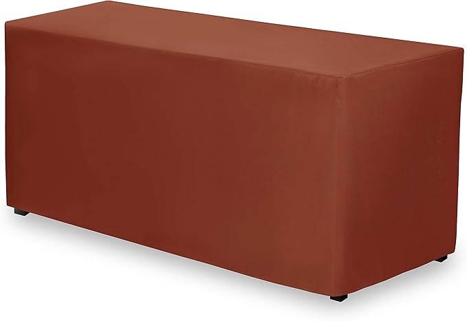 Gee Di Moda Fitted Tablecloth - 48 x 30 Inch Burnt Orange Floor-Length Fitted Table Cloth for 4 Foot Rectangle Table, Heavy Duty Washable Fabric for Parties, Dinner, Weddings, Baby Shower & Trade Show