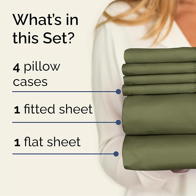 Cal King 6 Piece Sheet Set - Cooling and Breathable Bed Sheets - Hotel Luxury Bed Sheets for Women, Men, Kids and Teens - Deep Pockets - Easy Fit - Soft and Wrinkle Free - Cal King Sage Green Sheets