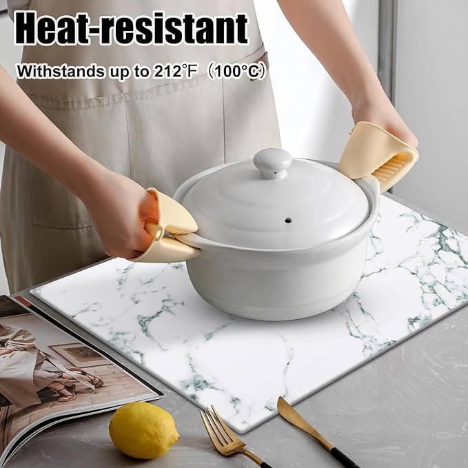 Homaxy Faux Leather Heat Resistant Placemats for Dining Table Set of 12, Waterproof Wipeable Washable PU Table Mats, Easy to Clean Anti-Slip Place Mats, 11.8" x 17", Marble