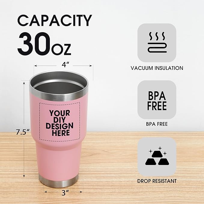 SMLIXE Personalized Coffee Tumbler Print in USA 30oz Stainless Steel Double Wall Insulated Coffee Cup With Text Photo Logo