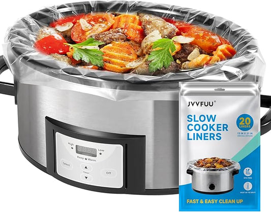 Slow Cooker Liners 3-8 Quart, Cooking Bags Large Size 13"x 21", Slow Cooker Bags Disposable Oval Large For Crock Pot (20)