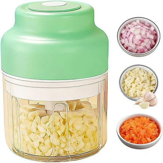 Electric Mini Garlic Chopper Set竊?-in-1 Wireless Garlic Chopper, USB Rechargeable Electric Mini Food Processor for Vegetable, Onion, Ginger, Nut -PC Container,Auto-Lock Safe Chopper Peeler Tool
