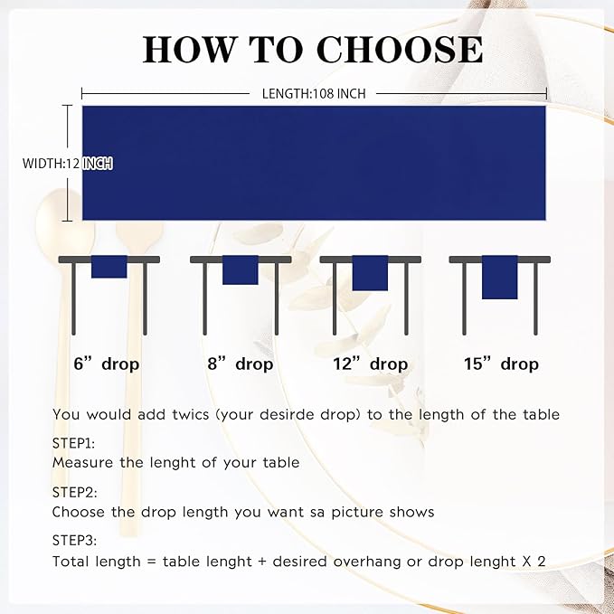 Yblut 10 Pack Satin Table Runner 12 x 108 Inch Long Navy Silk Table Runner for Wedding Party Banquet Birthday Decoration