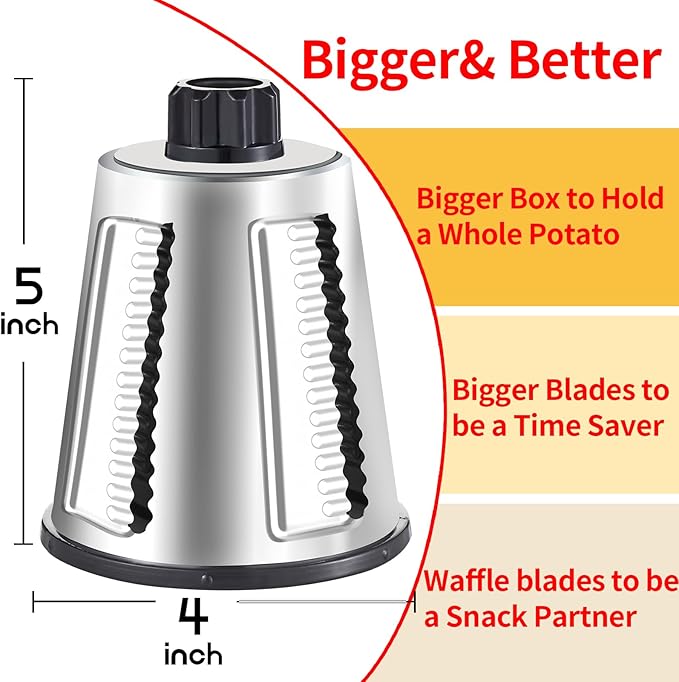 Weltonhm Rotary Cheese Graters with 4 Blades, Hand Crank Cheese Grater with Waffle Slicer, Red, Black and White Cheese Shredder with Suction Base, Easier for Shredding & Grating (White, 4 Graters)