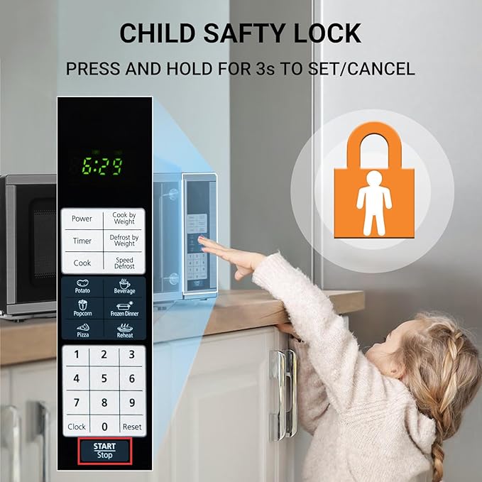 Smad 0.7 Cu.Ft Small Microwave Small Space, Mini Microwave with 6 Auto Menus and Child Lock, 700W Countertop Oven for Apartments, Dorm and Kitchen, Stainless Steel