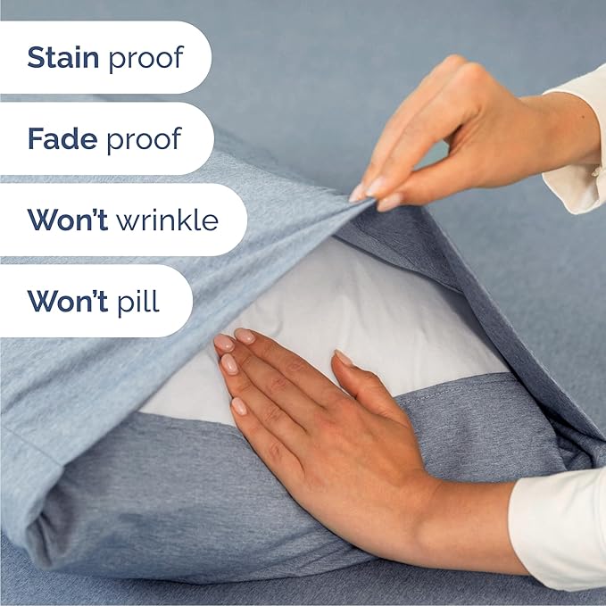 Queen 6 Piece Sheet Set - Cooling & Breathable Bed Sheets - Hotel Luxury Bed Sheets for Women, Men, Kids & Teens - Deep Pocket Bedding w/Easy Fit - Soft & Wrinkle Free - Queen Heathered Blue Sheets