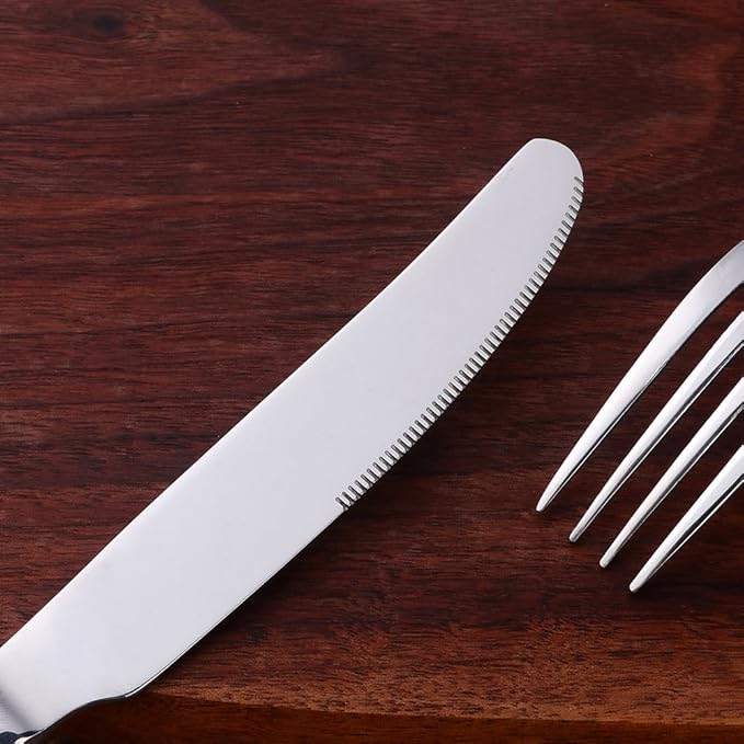 Silverware Set, 20 Piece Premium 18/8 Stainless Steel Hammered Kitchen Utensil Flatware Cutlery Sets of 4, Mirror Polish, Dishwasher Safe