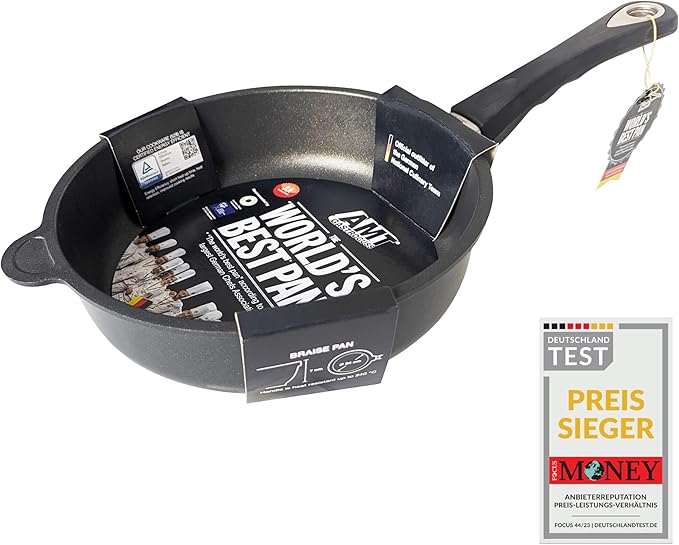 AMT Gastroguss The World쨈S [.] Casserole Frying pan for Induction, Diameter 24 cm, Height 7 cm, die-cast Aluminium, Lotan짰 Non-Stick Coating for Fat-Free-Frying, AMZN-I-724-US