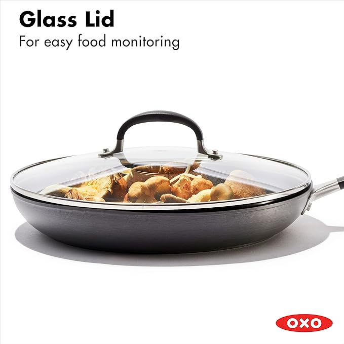 OXO Good Grips Hard Anodized PFOA-Free Nonstick 12" Frying Pan Skillet with Lid Black