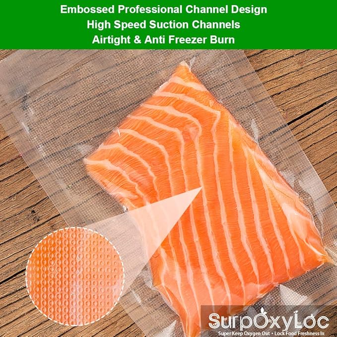 SurpOxyLoc (Total 200 Feet) 4 Pack 11x50 Vacuum Sealer Bags Rolls with BPA Free and Puncture Prevention, Seal a Meal Bags Rolls Work with Any Types Sealer Machine,Great for Sous Vide Cooking