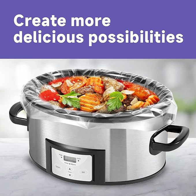 Slow Cooker Liners 3-8 Quart, Cooking Bags Large Size 13"x 21", Slow Cooker Bags Disposable Oval Large For Crock Pot (50)