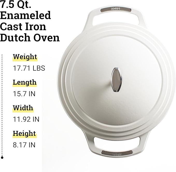 Lodge USA Enamel Dutch Oven 7.5 qt., White