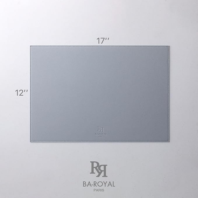 Baroyal Faux Leather Placemats Set of 12 Vinyl Washable Wipeable Table Mats for Kitchen Dining Table Heat Resistant Waterproof Modern Indoor/Outdoor Placemats Non-Slip Easy Clean Place Mats (Gray)