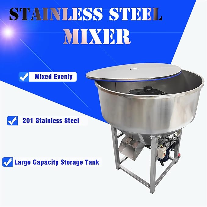 220V 4KW Powder Mixer Blender Mixing Machine Stainless Steel Plastic Mixer Mixing Capacity 440 lbs Vertical Feed Mixing Machine for Dry Grain Granule