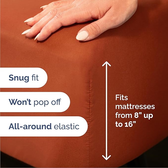 Cal King 6 Piece Sheet Set - Cooling and Breathable Bed Sheets - Hotel Luxury Bed Sheets for Women, Men, Kids and Teens - Deep Pockets - Easy Fit - Soft and Wrinkle Free - Cal King Terracotta Sheets