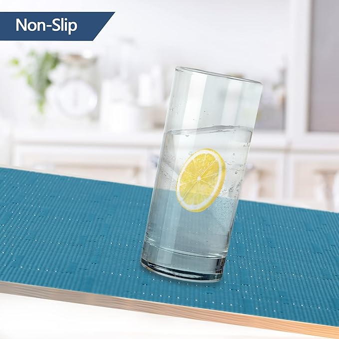 SLKQG Vinyl Placemats Set of 8 - Washable Easy Clean Place Mats - Heat Resistant PVC Table Placemats - Table Mats for Dining Table 17x12 Inch (Sky Blue Turquoise, 8)