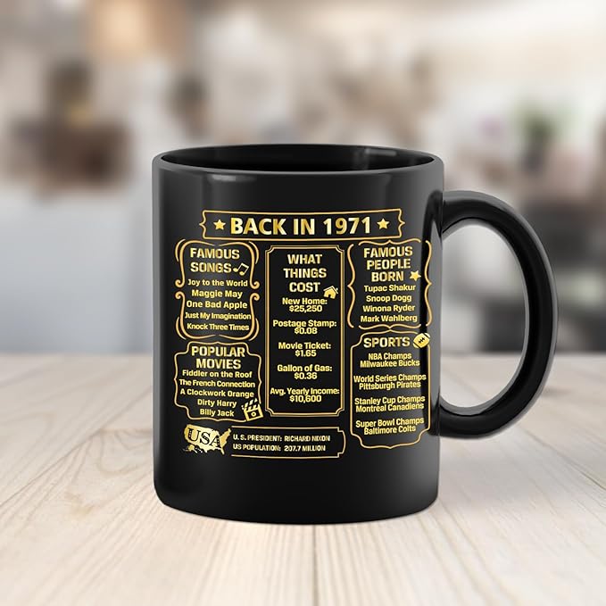 QUPT 55th Birthday Gifts for Women Men, 55th Birthday Gifts for Him, 1971 Birthday Gifts for Women Men, 55 Years Old Gifts, 1971 Birthday Gifts for Her Him, 55th Birthday Presents Coffee Mug