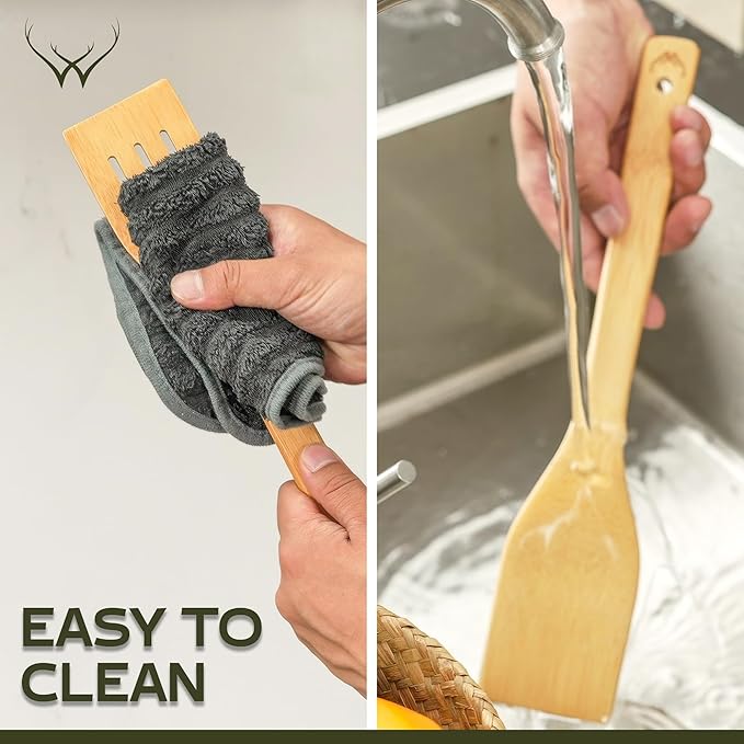 Kitchen gifts for Mom Wooden Spoons for Cooking 6-Piece Wooden Utensil Set with Spatulas & Spoons, Heat-Resistant, Eco-Friendly Kitchen Utensils for Non-Stick Cookware - gifts for her