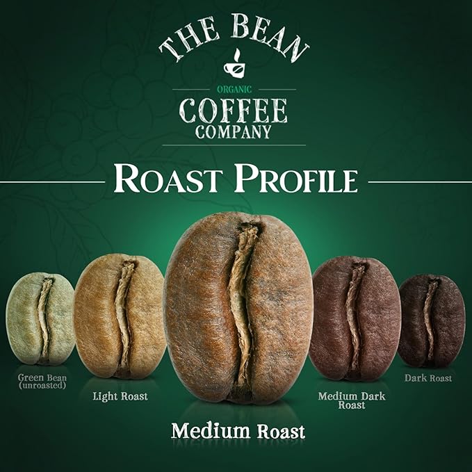 The Bean Organic Coffee Company Vienna Roast, Medium, Ground Coffee, 16-Ounce Bags (Pack of 2), Caf챕 molido tostado org찼nico