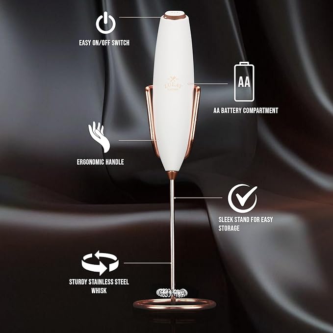 Zulay Kitchen Executive Series Luxury Gift Milk Frother with 4 Duracell Batteries ??Handheld Electric Foam Maker for Coffee, Lattes & Hot Chocolate ??Deluxe Finish, Ultimate Gift for Coffee Lovers