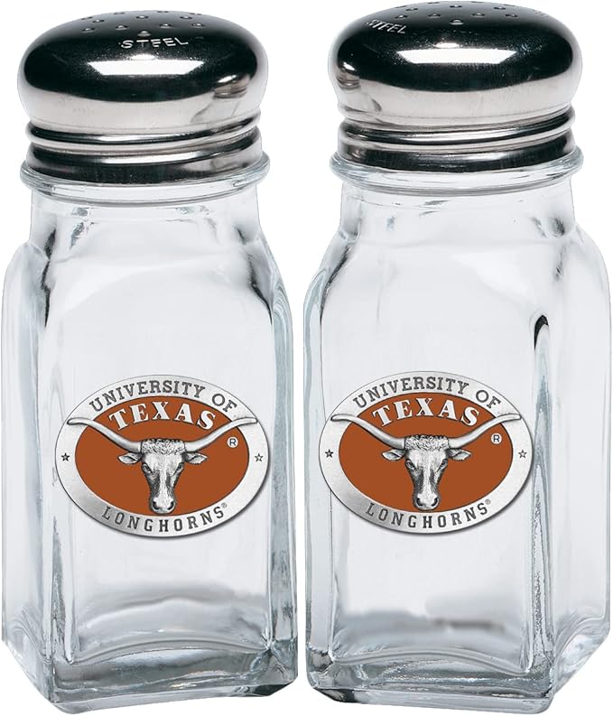 Heritage Pewter Texas Salt and Pepper Shaker Set of 2 Bottles | Expertly Crafted Pewter Glass