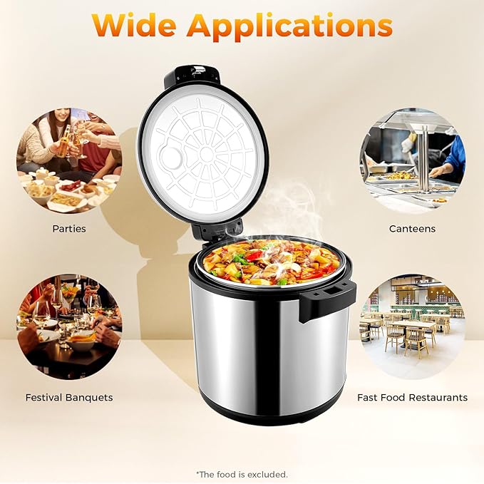Commercial Rice Warmer, 19L/20Qt Electric Food Warmer, 110W Electric Soup Warmers with Adjustable Temperature and Non-Stick Inner Pot for Restaurant Party, Warm Function Only, NOT Cooker